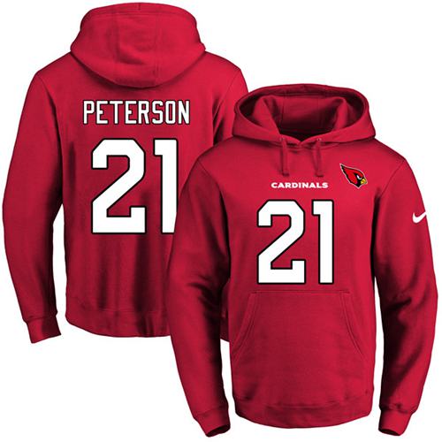 Nike Cardinals #21 Patrick Peterson Red Name & Number Pullover NFL Hoodie - Click Image to Close